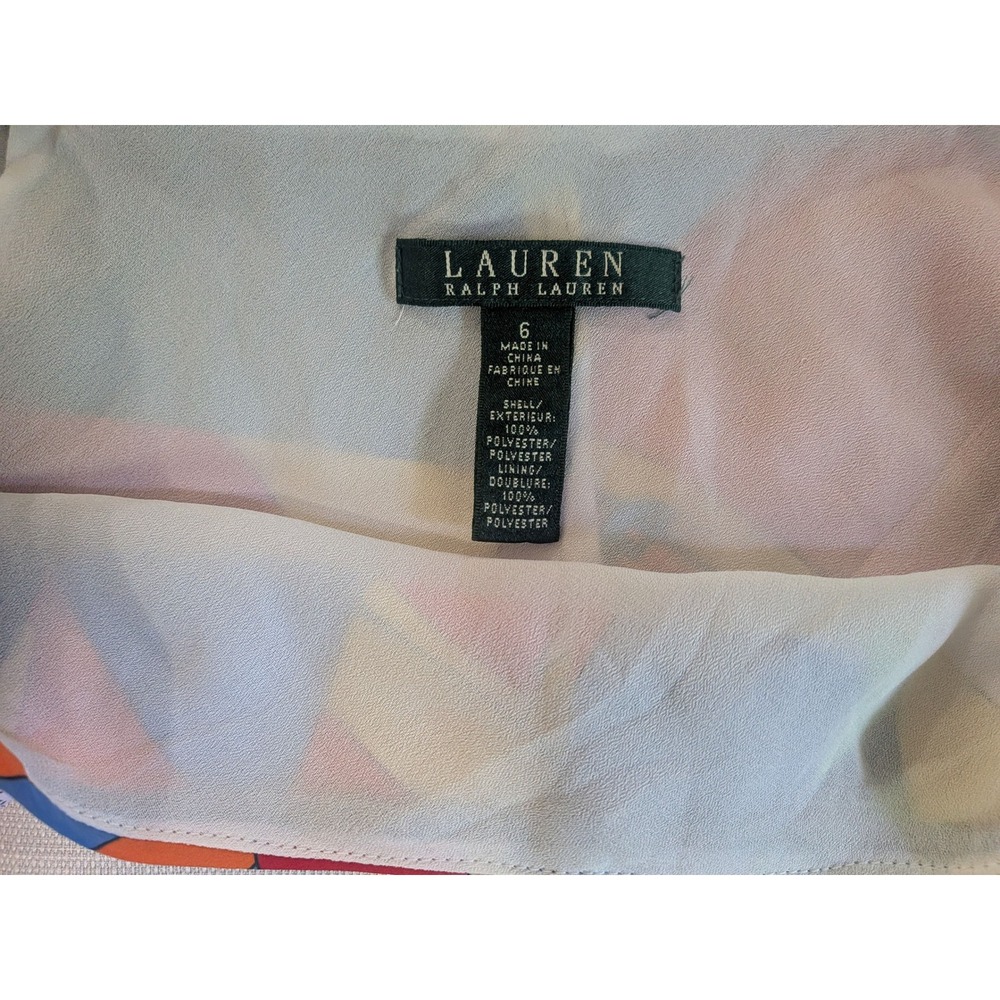 Lauren Ralph Lauren Abstract Geo Midi Skirt Hanky Hem Resort Coastal Size 6 - Picture 3 of 5